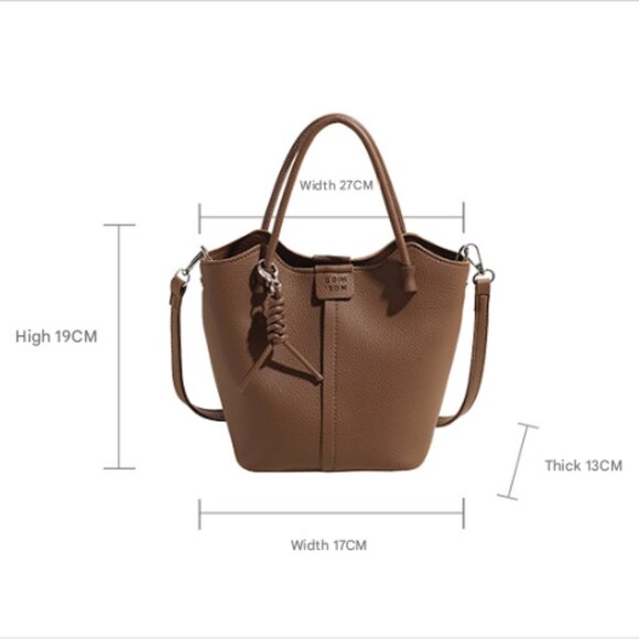 Brand New Women Faux Leather Bucket Shoulder Messager Handbag /Brown - Picture 2 of 5